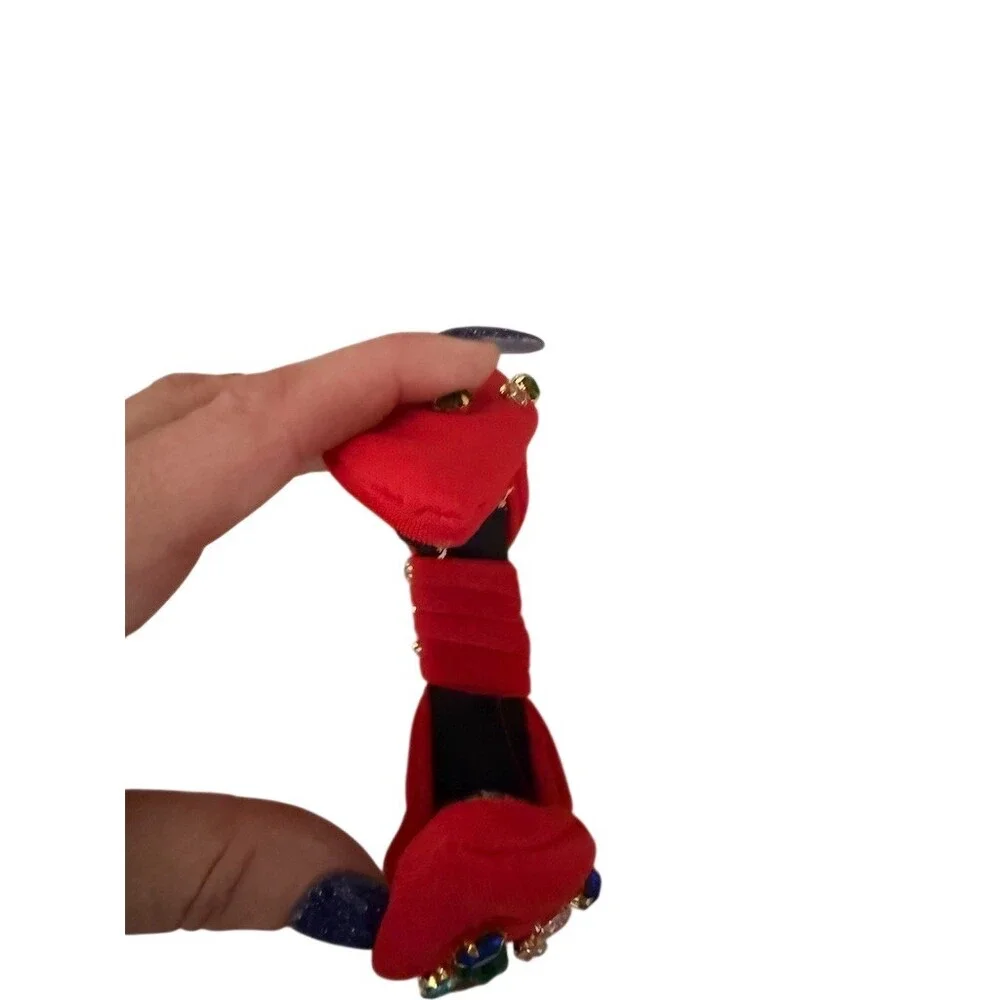 Knotted  Headband Womens Red Christmas Padded  Rhinestone Santa